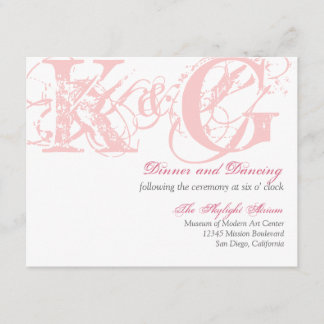 Candy pink grunge distressed reception enclosure card