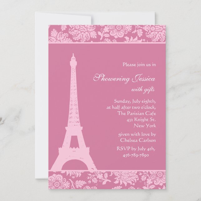 Candy Pink in Paris Bridal Shower Invitation (Front)