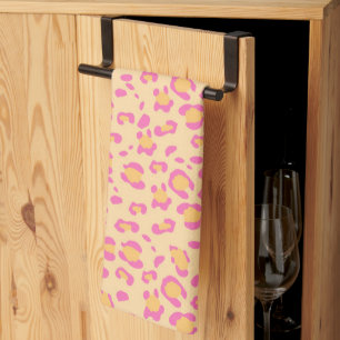 Candy Pink Leopard Animal Print Glam 1 Tea Towel