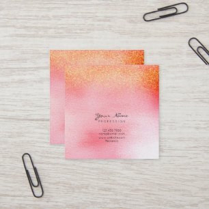 Candy Pink Peach Rose Gold Peach Ombre Square Vip Business Card