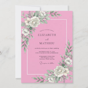 Candy Pink Radiant Botanical Wedding Invitation