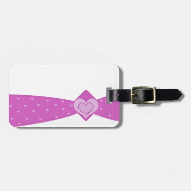 Candy Pink Ribbon Luggage Tag (Front Horizontal)