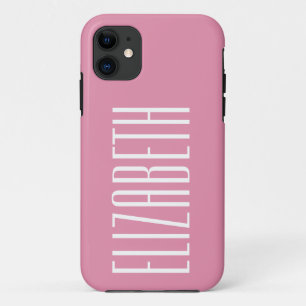 Candy Pink Solid Colour Minimalist Monogram iPhone 11 Case