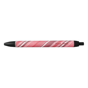 Candy Pink Stripes Black Ink Pen