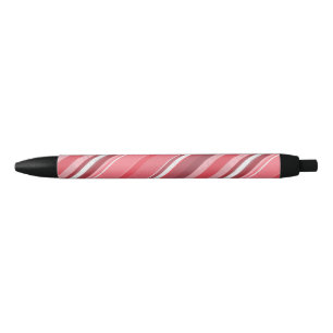 Candy Pink Stripes Black Ink Pen