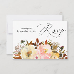 Candy Pink & Yellow Floral with Meal RSVP Card