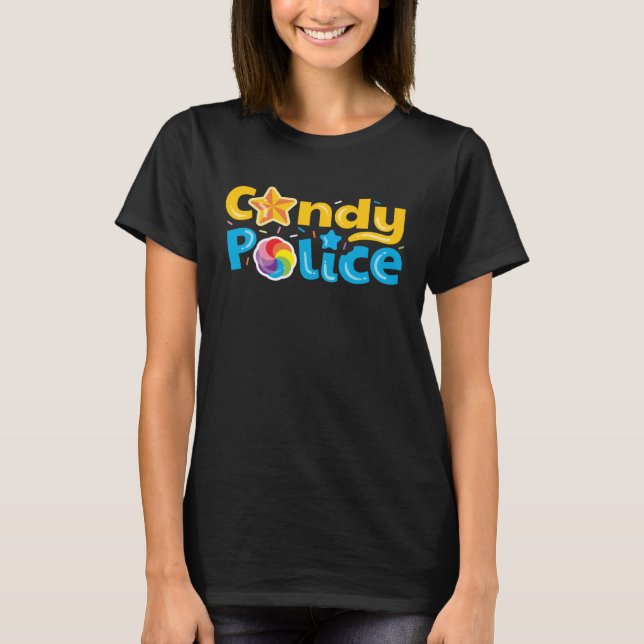 Candy Police Cute  Trick Or Treat Halloween Costum T-Shirt (Front)