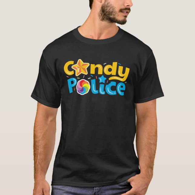 Candy Police Cute  Trick Or Treat Halloween Costum T-Shirt (Front)
