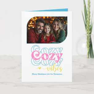 Candy Pop Cozy Vibes Retro Christmas Photo Holiday Card