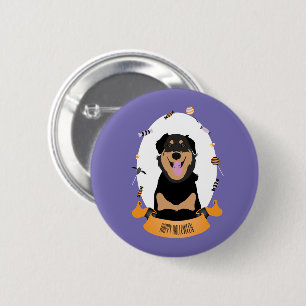 Candy Portrait Rottweiler Dog Purple Orange 6 Cm Round Badge