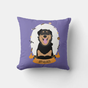 Candy Portrait Rottweiler Dog Purple Orange Cushion