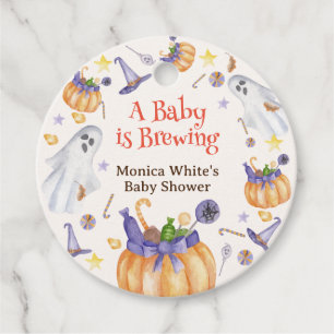Candy Pumpkin Ghosts Halloween Baby Brewing Shower Favour Tags