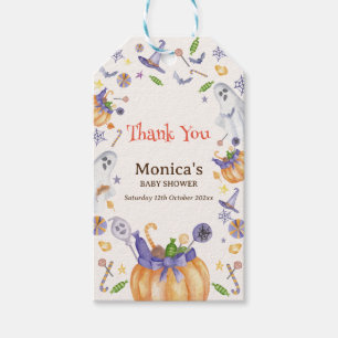 Candy Pumpkin Ghosts Halloween Baby Brewing Shower Gift Tags