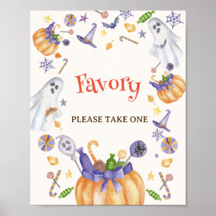 Candy Pumpkin Ghosts Halloween Baby Favours Sign