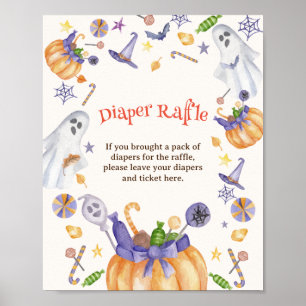 Candy Pumpkin Ghosts Halloween Diaper Raffle Sign 