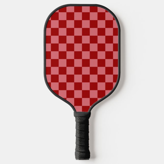 Candy Red and Candy Pink Checkerboard Pickleball Paddle (Front)