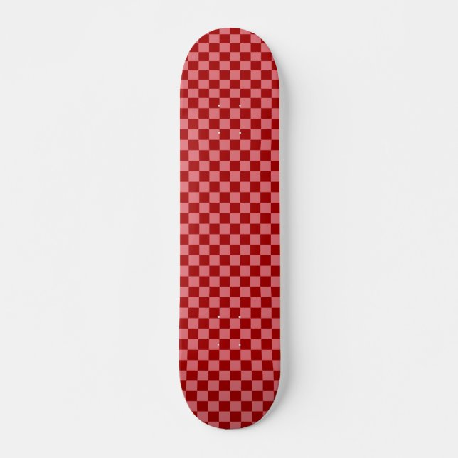 Candy Red and Candy Pink Checkerboard Skateboard (Front)