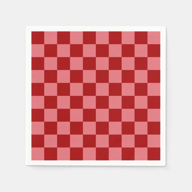 Candy Red and Candy Pink Chequerboard Napkin (Front)