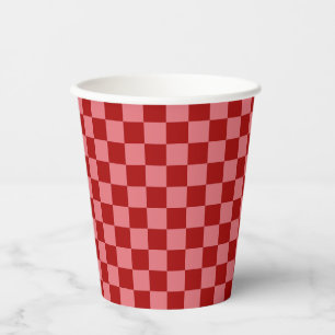 Candy Red and Candy Pink Chequerboard Paper Cups