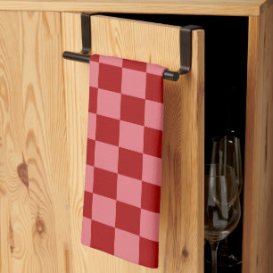 Candy Red and Candy Pink Chequerboard Tea Towel