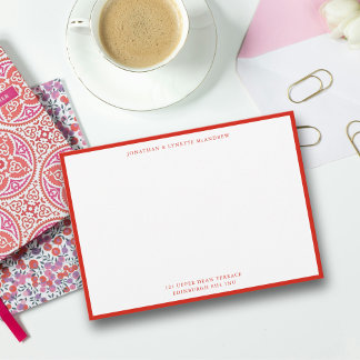 Candy Red Classic Border Flat Note Card