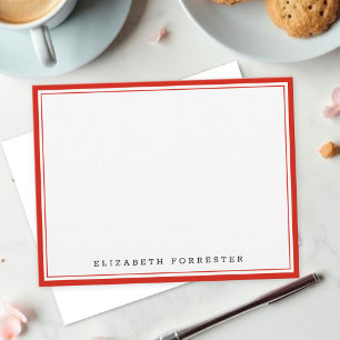 Candy Red Classic Double Border Correspondence Card