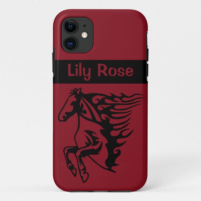Candy Red Pony Horse Bronco Stallion Line Art Case-Mate iPhone Case (Back)