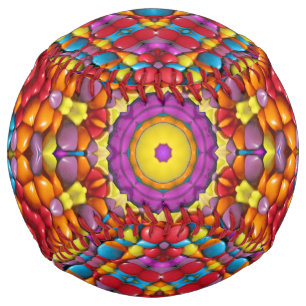 Candy Red Yellow Orange Vintage Kaleidoscope Softball