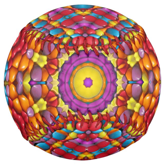 Candy Red Yellow Orange Vintage Kaleidoscope Softball (Front)