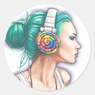 Candy Rocker Sticker Headphone Girl Sticker