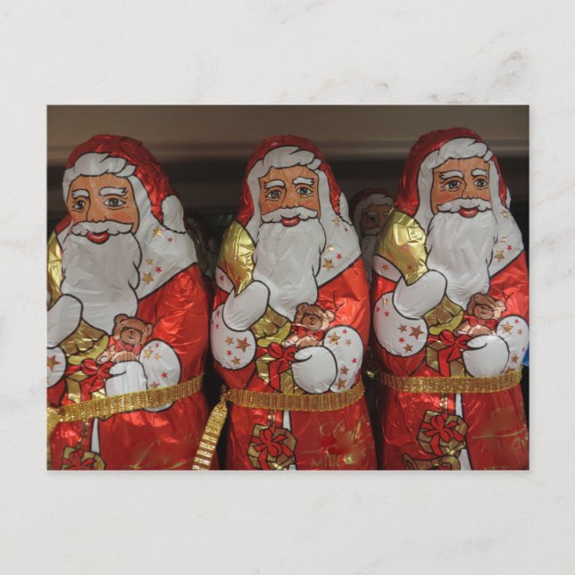 Candy Santa Trio Holiday Postcard (Front)