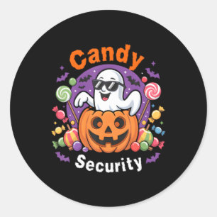 Candy Security Boo Pumpkin Ghost Halloween Classic Round Sticker