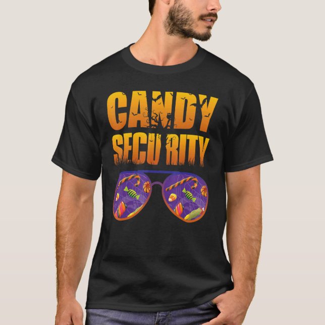 Candy Security  Halloween Costume Man Dad Big brot T-Shirt (Front)