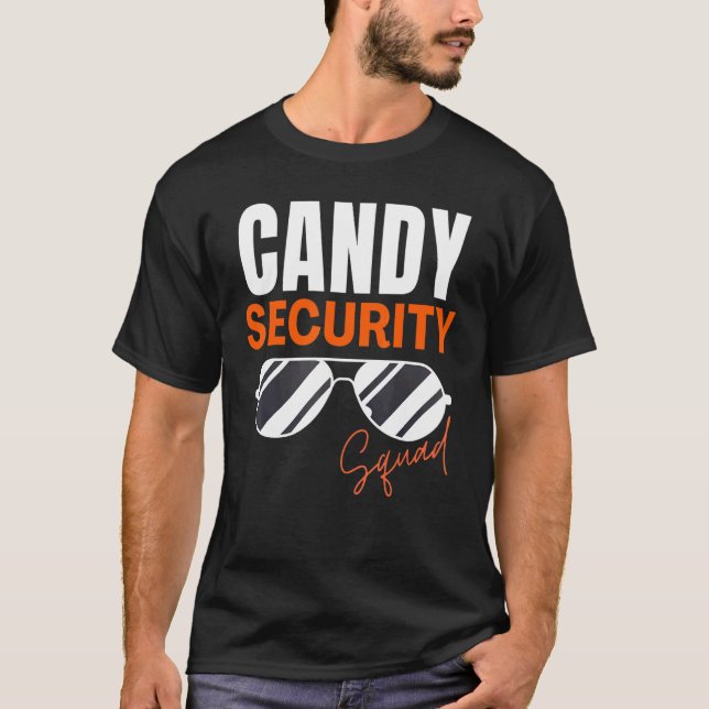 Candy Security Squad Halloween  Dad Mum Family Cre T-Shirt (Front)