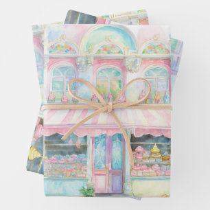 Candy shop at Paris watercolor Wrapping Paper Sheet