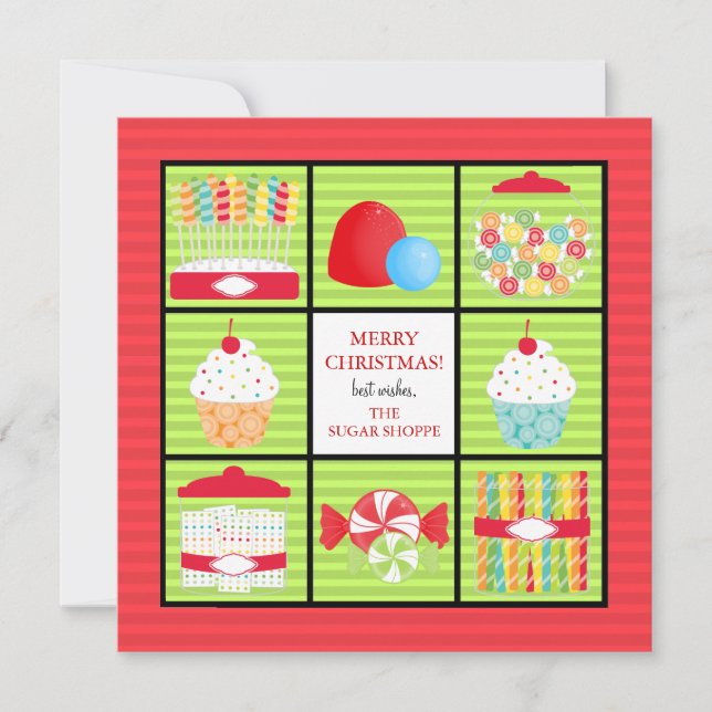 Candy Shop Business Christmas Cards (Front)