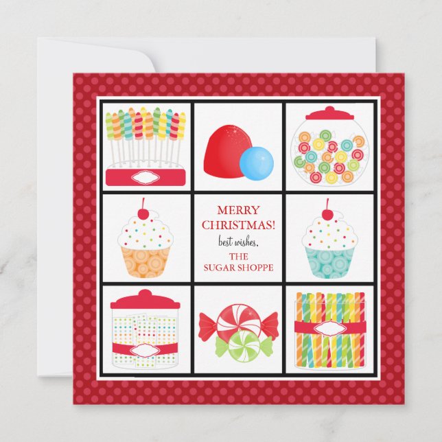 Candy Shop Business Christmas Cards (Front)