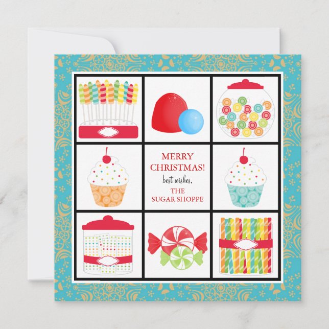 Candy Shop Business Christmas Cards (Front)