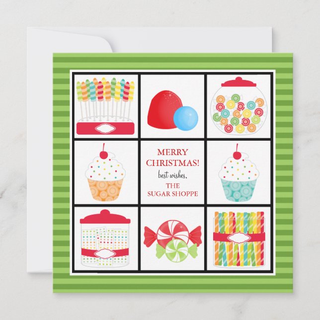 Candy Shop Business Christmas Cards (Front)