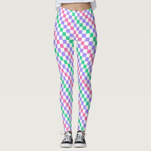 Candy shop diagonal checkerboard pattern leggings