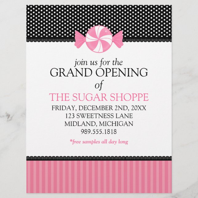 Candy Shop Grand Opening Announcement Flyers (Front)