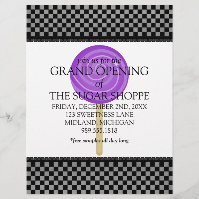 Candy Shop Grand Opening Announcement Flyers (Front)