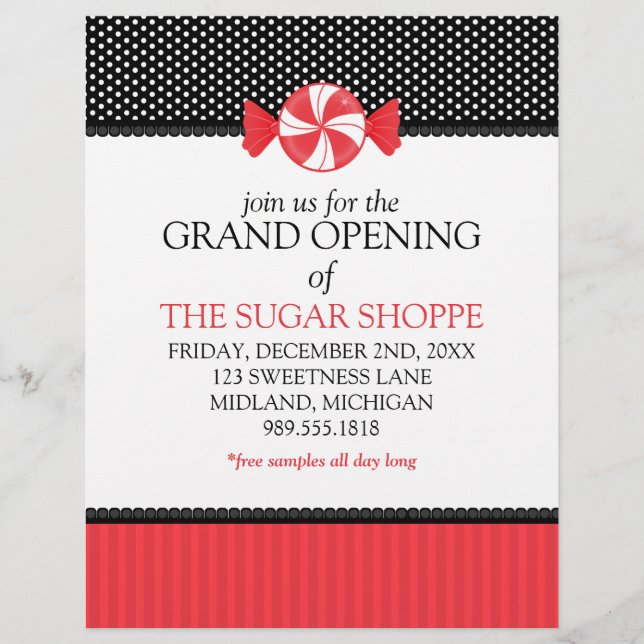 Candy Shop Grand Opening Announcement Flyers (Front)