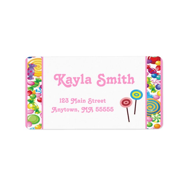 Candy Shop Pink Girl Address Labels (Front)
