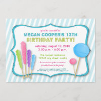 Candy Shoppe Birthday Party Invitation (blue)