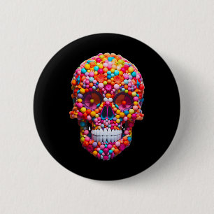 Candy Skull Bubble Gum Skeleton Halloween Candies 6 Cm Round Badge