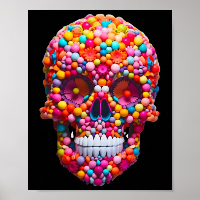 Candy Skull Bubble Gum Skeleton Halloween Candies  Poster (Front)