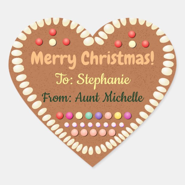 Candy-Sprinkled German Gingerbread Heart Heart Sticker (Front)