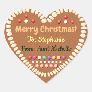 Candy-Sprinkled German Gingerbread Heart Heart Sticker
