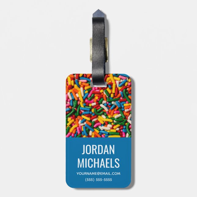 Candy Sprinkles | Add Your Name Luggage Tag (Back Vertical)